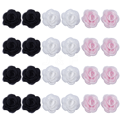 30Pcs 3 Styles 3D Rose Flower Polyester Computerized Embroidered Ornament Accessories FIND-GF0006-03A-1