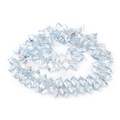 Electroplate Rhombus Glass Beads Strands X-EGLA-A036-12A-PL01-1