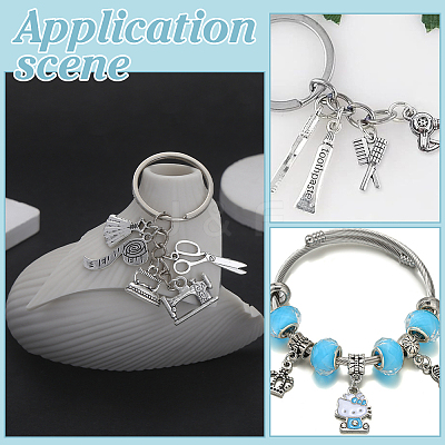 150Pcs 15 Styles Haircut Theme Tibetan Style Alloy Pendants FIND-ME0001-25-1
