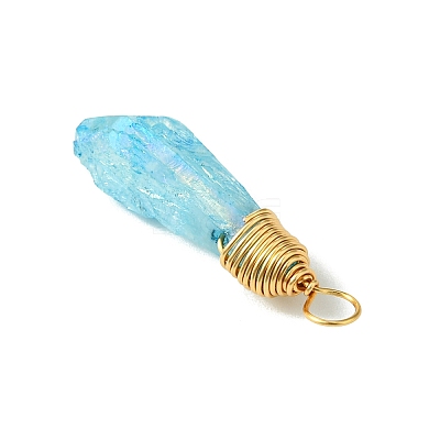 5Pcs Electroplated Natural Quartz Pendants PALLOY-JF03161-1