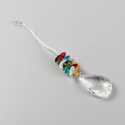 Chakra Theme Faceted Glass Big Pendant Decoration DIY-WH0325-71-1