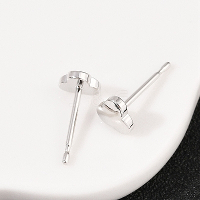 Brass Clover Stud Earrings for Women EJEW-G441-06D-P-1