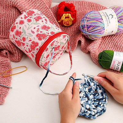 Oxford Zipper Knitting Bucket Bag with Handle PW-WG69279-01-1