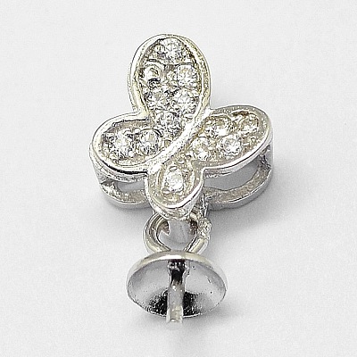 Anti-Tarnish Rhodium Plated 925 Sterling Silver Pendant Bails STER-D029-42P-1