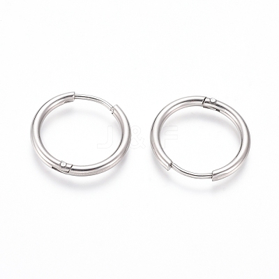 Tarnish Resistant 202 Stainless Steel Huggie Hoop Earrings X-EJEW-F111A-19mm-P-1