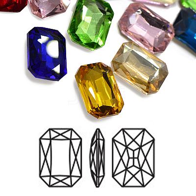 Faceted Rectangle K9 Glass Pointed Back Rhinestone Cabochons RGLA-A017-8x10mm-SM-1