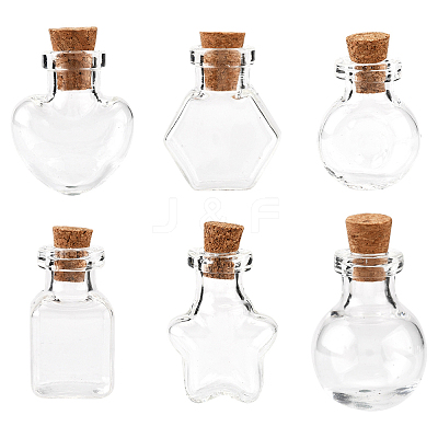 12Pcs 6 Styles Glass Bottle for Bead Containers BOTT-FS0001-05-1