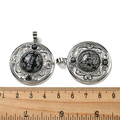 Natural Snowflake Obsidian Pendants G-Q158-03L-1