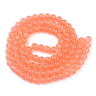 Baking Paint Imitation Jade Glass Round Bead Strands X1-DGLA-Q021-8mm-31-1