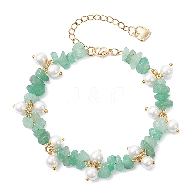 Natural Green Aventurine Chip Beaded Bracelets for Women BJEW-JB12301-01-1