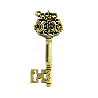 Tibetan Style Alloy Key Big Pendant Rhinestone Settings TIBEP-Q040-116AB-NR-1