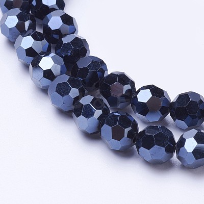 Faceted(32 Facets)(32 Facets) Electroplate Glass Beads Strand X-EGLA-J042-6mm-F01-1