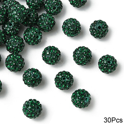 30Pcs Polymer Clay Rhinestone Beads RB-YW0001-26D-1