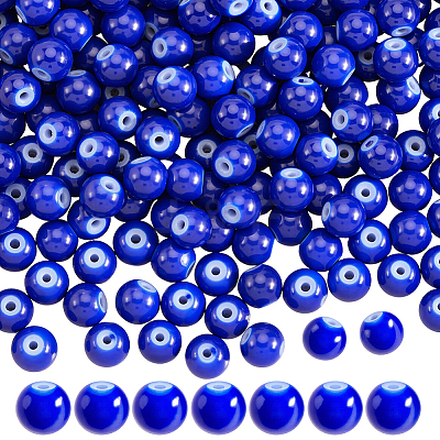 3 Strands Baking Paint Transparent Glass Round Bead Strands DGLA-PA0001-02A-1