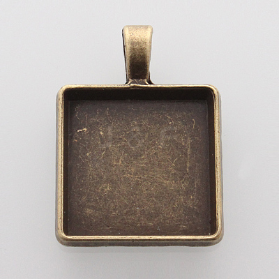 Square Alloy Pendant Cabochon Settings X-PALLOY-N0088-07AB-NF-1
