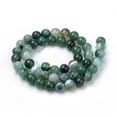 Natural Striped Agate/Banded Agate Beads Strands G-S259-04E-6mm-1