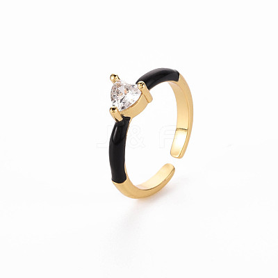 Brass Enamel Cuff Rings RJEW-T016-31B-NF-1
