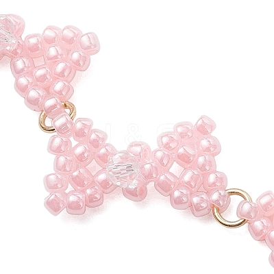 3Pcs 3 Colors Glass Seed Beads Bowknot Link Bracelets for Women BJEW-MZ00220-1