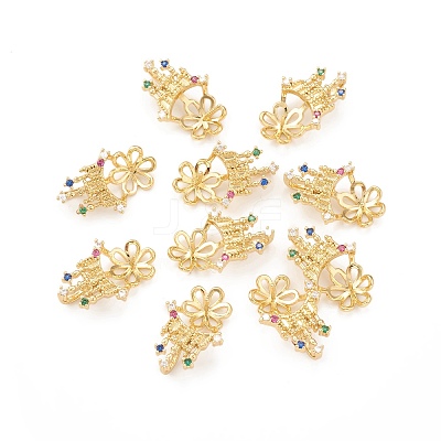 Brass Cubic Zirconia Peg Bails Pendants KK-I698-04G-1