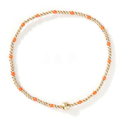 Glass Seed Beads & CCB Beads Stretch Bracelets TB4137-42-1