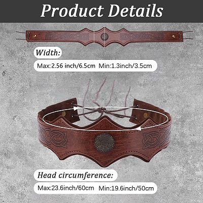PU Leather & Alloy Headbands Hair Accessories for Women Girls OHAR-WH20009-02B-02-1