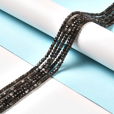 Natural Silver Sheen Obsidian Beads Strands G-D467-A01-1