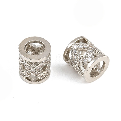 Brass Micro Pave Clear Cubic Zirconia European Beads CU-CBA6A75-25P-1
