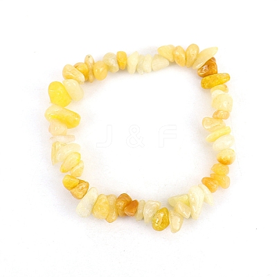 Natural Yellow Jade Chips Beaded Stretch Bracelet for Women LS-PW-WG72437-18-1