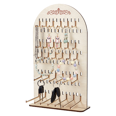 Arch Shaped Plywood Jewelry Organizer Display Stands for Bracelets Necklaces Display Cards AJEW-WH0604-76-1