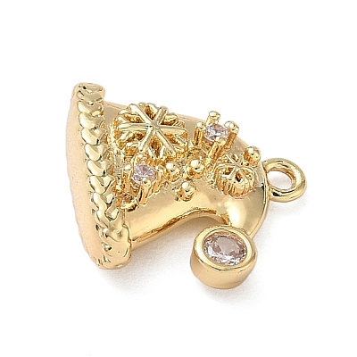 Brass Micro Pave Cubic Zirconia Charms KK-H521-02B-G-1