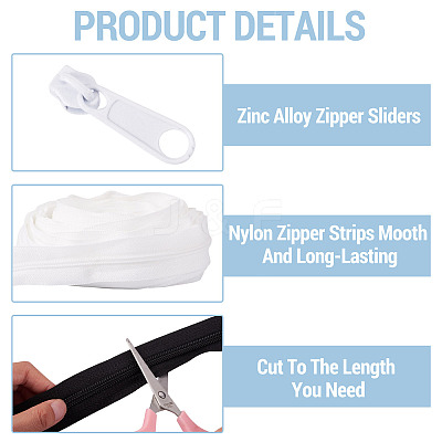 2 Bags 2 Colors Nylon Closed-end Zipper DIY-TA0014-72B-1