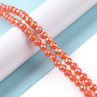 Electroplate Opaque Solid Color Glass Beads Strands GLAA-E036-11-M-1