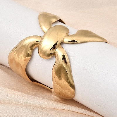 304 Stainless Steel Open Cuff Bangles for Women LS-BJEW-K264-03G-1