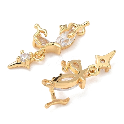 Brass Micro Pave Clear Cubic Zirconia Pendants KK-H0526-17G-1