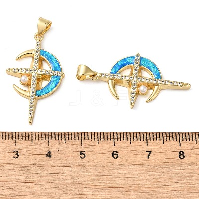 Rack Plating Brass Micro Pave Cubic Zirconia Pendants KK-P268-08C-G-1