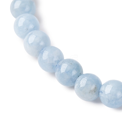 Natural Aquamarine Round Bead Stretch Bracelets for Men Women BJEW-U034-01E-01-1