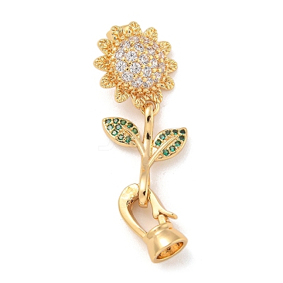 Brass Micro Pave Cubic Zirconia Fold Over Clasps KK-Z072-18G-1