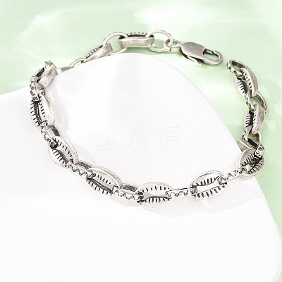 304 Stainless Steel Link Chain Bracelets for Women Men BJEW-C148-06AS-1