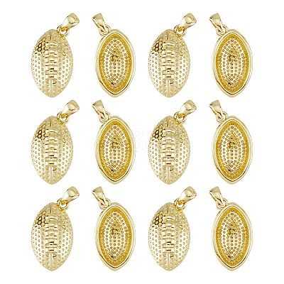 12Pcs Rugby Rack Plating Brass Pendants KK-HS0002-05-1