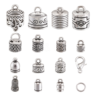Tibetan Style Alloy Cord Ends TIBE-TA0001-16AS-1