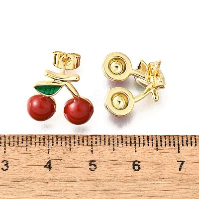 Brass Enamel Stud Earrings EJEW-G430-06A-G-1