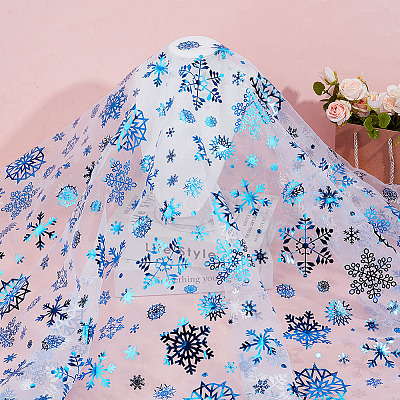 2M Polyester Snowflake Mesh Fabrics DIY-WH0622-389-1