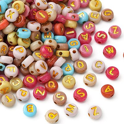 300pcs 2 Styles Opaque Mixed Color Acrylic Beads MACR-YW0002-58A-1