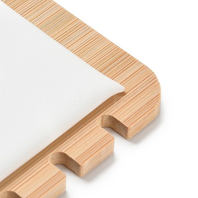 12-Slot Bamboo L-Shaped Necklace Organizer Display Stands with Imitation Leather Mat NDIS-F005-01A-1