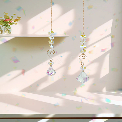2Pcs Glass Sunshine Catcher HJEW-LP00071-1