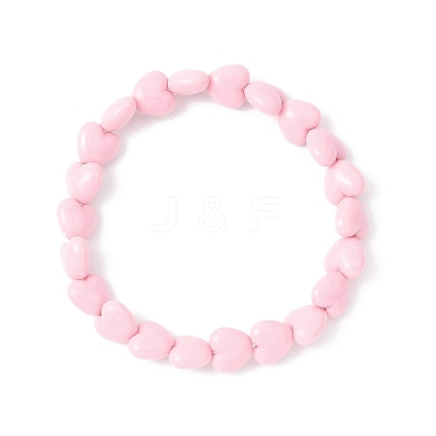 Heart Acrylic Stretch Bracelets BJEW-JB12640-1