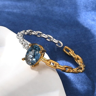 925 Sterling Silver Pave Cubic Zirconia Open Cuff Rings RJEW-R016-01G&P-02-1