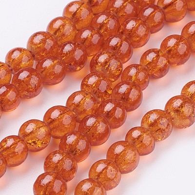 Spray Painted Crackle Glass Beads Strands X-CCG-Q001-6mm-09-1