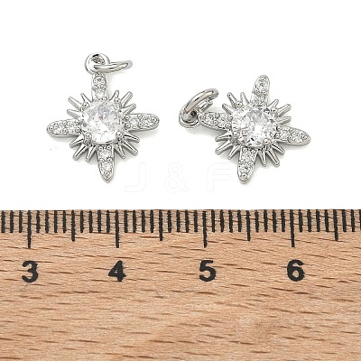 Brass Micro Pave Clear Cubic Zirconia Pendants KK-D229-13P-1