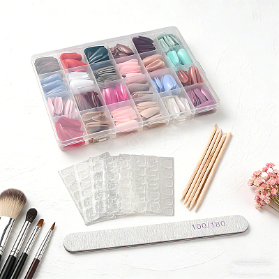 ABS Plastic Pure Color Press On False Nails MRMJ-WH20004-32C-1